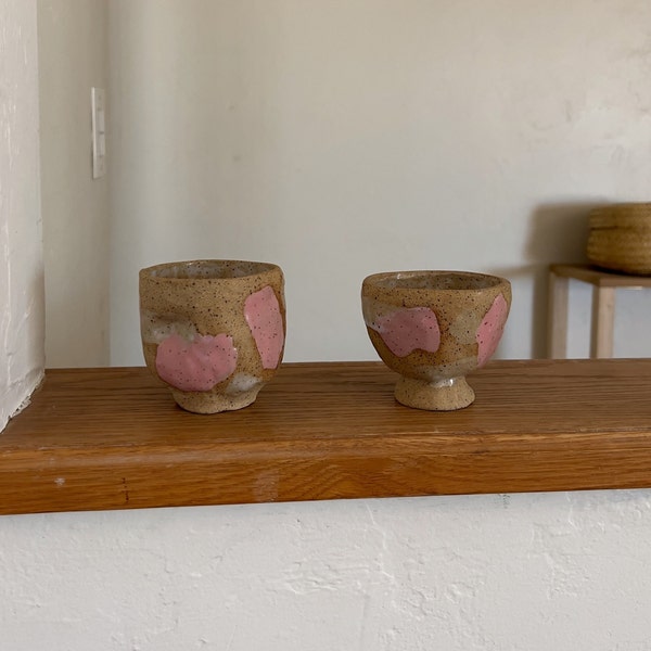 Wabi Sabi Cups | Handmade Ceramic Pink & White Glazed Modern Pedestal Cocktail Coffee Tea Cups - PICK YOUR STYLE