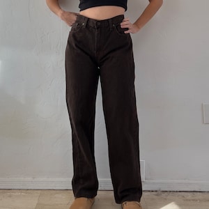1990s Cimarron Chocolate Brown 100% Cotton Rigid Denim Straight Leg Jeans Gender Neutral 35 Waist image 3