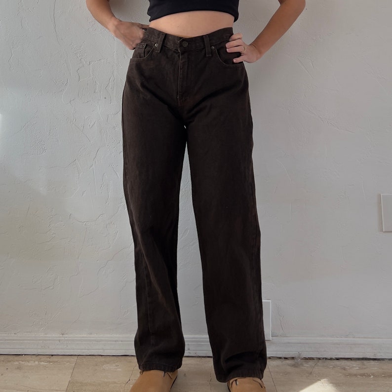 1990s Cimarron Chocolate Brown 100% Cotton Rigid Denim Straight Leg Jeans Gender Neutral 35 Waist image 3