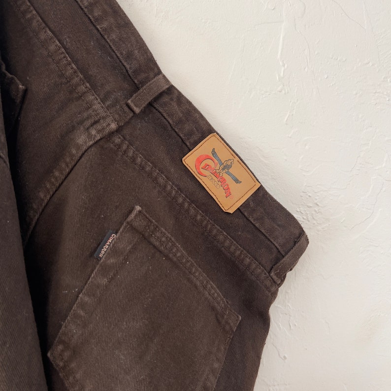 1990s Cimarron Chocolate Brown 100% Cotton Rigid Denim Straight Leg Jeans Gender Neutral 35 Waist image 9