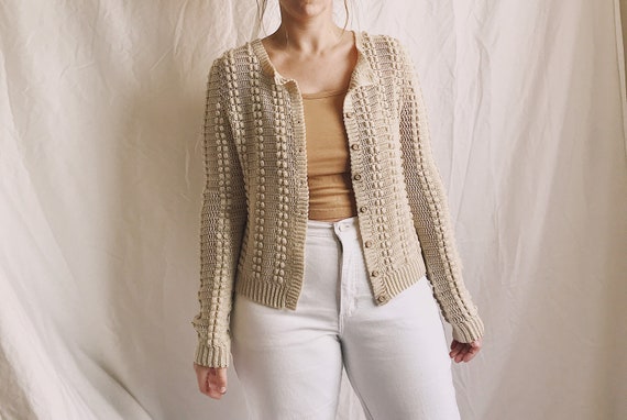 Vintage Popcorn Texture Chunky Knit Crochet Button