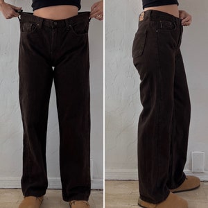 1990s Cimarron Chocolate Brown 100% Cotton Rigid Denim Straight Leg Jeans Gender Neutral 35 Waist image 5