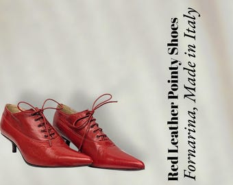 Red Leather Oxford Style Shoes