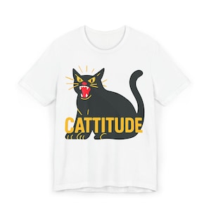 Cattitude Black Cat T-Shirt: Funny Angry Cat Shirt, Vintage Grumpy Feline Tee, Sassy Cat Lover Gift, Moody Retro Cat Graphic Tee