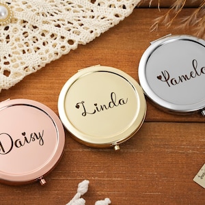 Personalized Compact Mirror with Name,Bridesmaid Proposal, Engraved Pocket Mirror,Compact Mirror, Custom Stainless Steel Pocket Mirror
