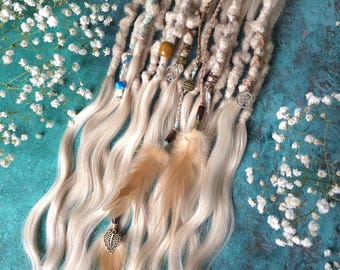 Cream Blonde Human hair Textured Dreadlock extensions with luxury ends