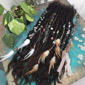 Brown Human hair bumpy textured dreadlock extensions, 100% human hair dreadlocks with Boho decor