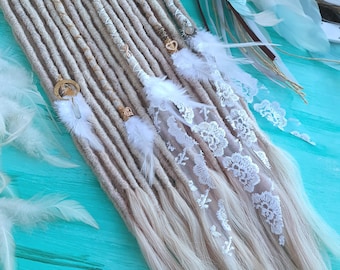 Light blonde Human hair SE dreadlocks, Boho blonde extensions
