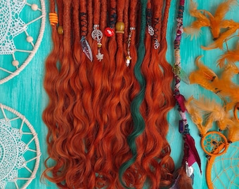 Ginger Human hair Dreadlock extensions with luxury wavy ends