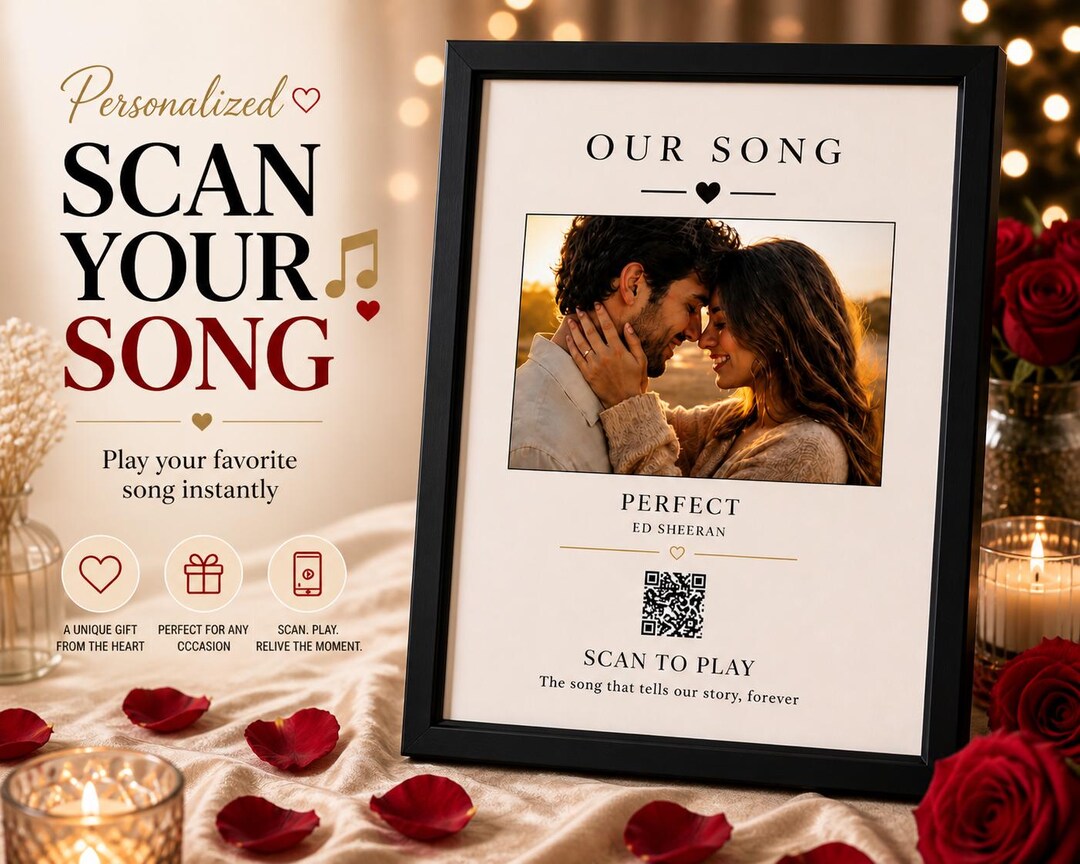 Song Frame Personalized Song Frame With QR Code, Custom Music Print, Romantic Gift ...