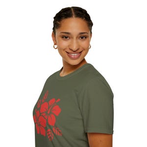 Hawaiisches Blumenhemd für Sommergeburtstag - Baumwollrotes Hibiskus-Grafikhemd für hawaiianische thematische Geschenke