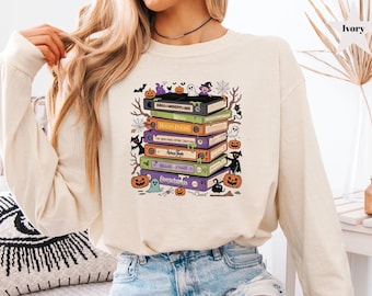 90s Vintage Halloween Comfort Colors® Horror Movie Sweatshirt, Funny Halloween Characters Crewneck, Spooky  S-2XL Sweatshirt