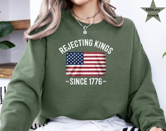 Rejecting Kings Since 1776 Protest Vneck Shirt, Pro Democracy Vneck Shirt, Anti Authoritarianism Shirt, No Kings Shirt, Resist V-Neck Shirt