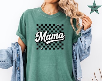 Camisa de mamá a cuadros Comfort Colors®, camisa retro para mamá, camiseta vintage para mamá, camiseta para la maternidad, camiseta Comfort Color para mamá, camisas vintage a cuadros
