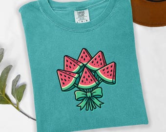 Comfort Colors® Watermelon Summer T-shirt, Vintage Distressed Graphic Tee, Cute Fruit Tee,  Vintage Cottagecore Watermelon Shirt, Summer Tee
