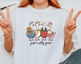 Comfort Colors Silly Goose On The Loose Shirt, Goose T-Shirt, Silly Goose Shirts, Funny Graphic Shirt, Cute Goose Shirt, Easter Shirt