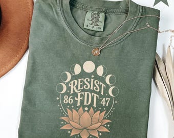 Camiseta política antifascista sutil FDT Luna Celestial, camiseta antifascista 8647, camiseta feminista demócrata proelección, regalo para ella