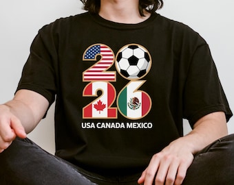 World Cup 2026 T Shirt USA Canada Mexico Soccer Graphic Tee