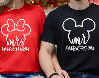 Disney Mrs And Mr Shirt, Mickey Minnie Family Couple Happy Ever After Tee, Disney Wedding Shirts, Just Married Honeymoon Matching T-Shirt