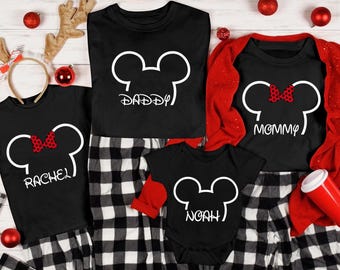 Matching Family Disney Shirts, Custom Disney Trip Tees, Mickey and Minnie Mouse Ears Family Shirts, Personalized Names Disney Shirts Gifts