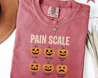 Comfort Colors Halloween Nurse Shirt, Pain Scale Fall Pumpkin Nurse T-Shirt, RN Shirt, Pediatric Nurse, Nicu Nurse, Registered Nurse Shirt