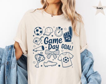 Camiseta Comfort Colors® con dibujos de fútbol, Camiseta para el día del partido, Camiseta para mamás futboleras, Camiseta Coquette, Regalo para amantes del fútbol, Camiseta de temporada de fútbol