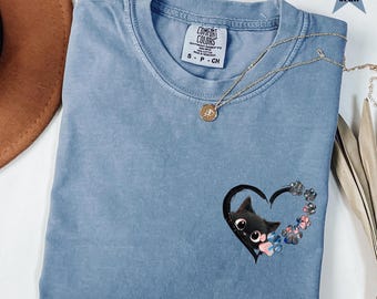 Paw Heart Tshirt, Pet Lover Shirts, Animal Lover Gift, Paw Love Shirt, Paw Print Shirt, Cat Lover Gift Women, Paw Print Pocket Tee