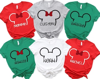 Matching Family Disney Shirts, Custom Disney Trip Tees, Mickey and Minnie Mouse Ears Family Shirts, Personalized Names Disney Shirts Gifts