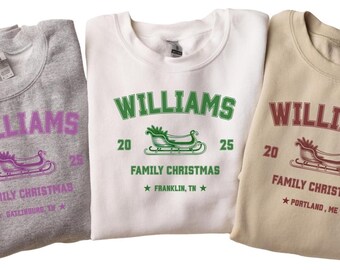 Custom Family Christmas Shirt, Matching Family Christmas Tshirt, Personalized Name Christmas Sweatshirt, Vintage Santa Varsity Shirt