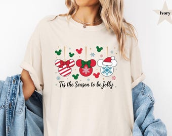 Comfort Colors Tis The Season To Be Jolly Disney Christmas Shirt, Holiday Graphic Tee, Cute Winter Top, Xmas Gift Idea Magical Mouse T-Shirt
