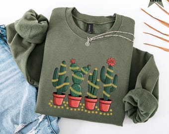 Christmas Cactus Shirt, Christmas Shirt, Cowboy Christmas, Cactus Lover Gift, Plant Lover Shirt, Southern Christmas, Cactus Sweatshirt