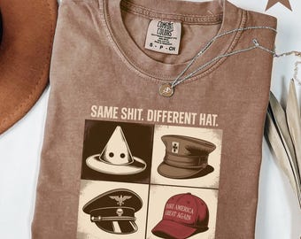 Camiseta "Misma mierda, sombrero diferente", camiseta política anti-Trump, camiseta gráfica de protesta divertida, camiseta con mensaje de humor negro
