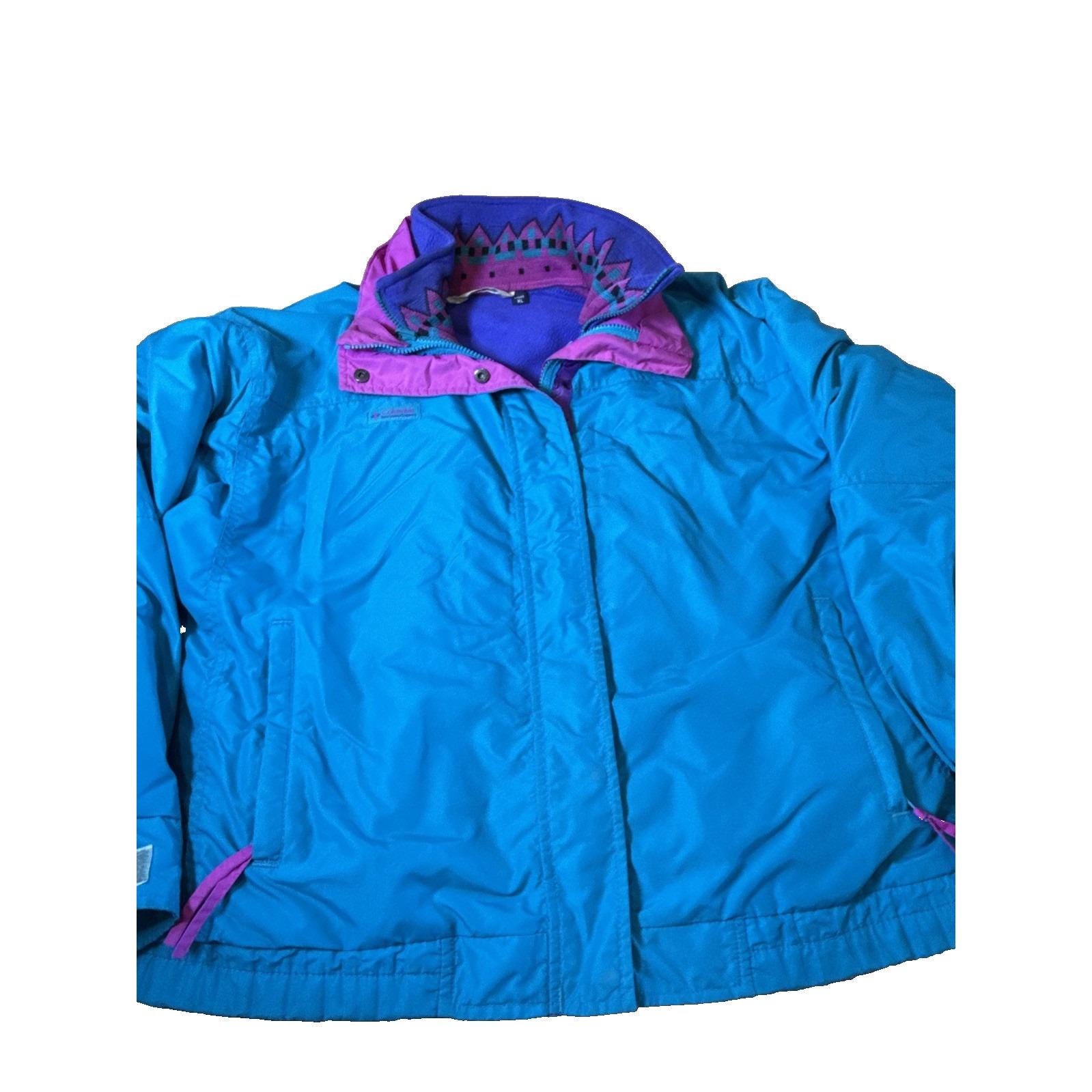Veste Coupe-vent Columbia Vintage Violet/bleu - Taille L, Made In USA, Occasion
