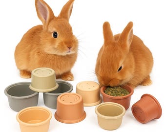 Enrichment Puzzle For Bunny and Guinea Pigs, Boredom Breaker, Stackable Forage Pots, Rabbits & Small Pets Toy, Stacking Cups