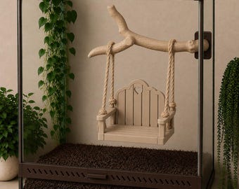 Branche d'arbre magnétique imprimée en 3D avec balançoire pour banc d'araignée sauteuse, petits rebords d'araignée sauteuse décorative pour terrarium, siège en forme de coeur avec boîtier magnétique