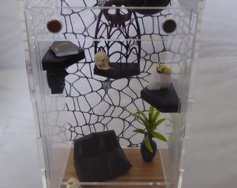 Recinto acogedor para arañas saltarinas, terrario, hogar de acrílico decorado