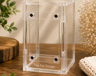 Jumping Spider, 2x2x3 inch Jumping Spider Enclosure Magnetic Canopy Top plus Front Opening, Breeding Sling