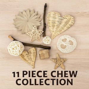 Boredom Breaker Chew Collection, 11pc Natural Rabbit & Guinea Pig Enrichment Toys, Bunny Chews, Small Animal Forage Bundle, Seagrasss Vine