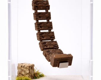 Magnetic Print In Place Wooden Bridge, For Jumping Spiders, 3D Printed Enclosure Decor