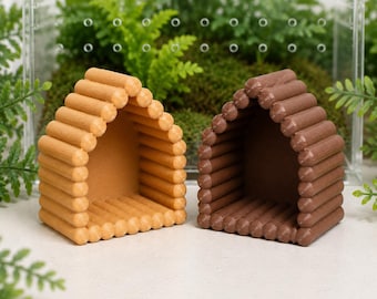 Wood Log Cabin Style Magnetic Hide for Jumping Spiders, Nature Cabin design, Enclosure Decoration, Cottagecore