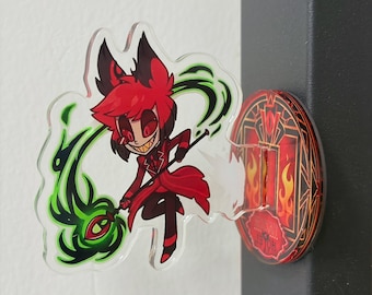 Hazbin Hotel Alastor Fridge Magnet Standee, Chibi Alastor Acrylic Standee, Alastor Fridge Decor