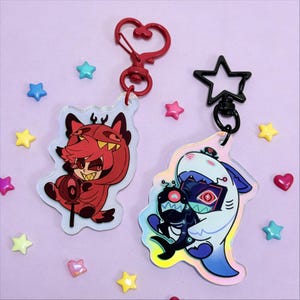Hazbin Hotel Keychain, Vox Keychain, Alastor Keychain Both in