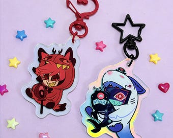 Hazbin Hotel-sleutelhanger, Vox-sleutelhanger, Alastor-sleutelhanger