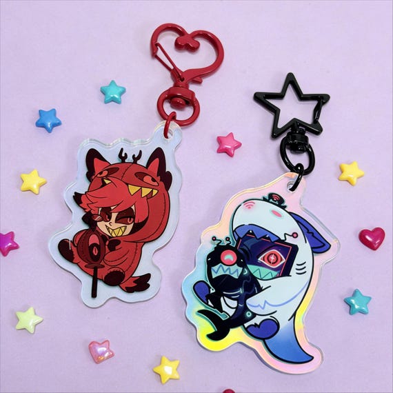 Hazbin Hotel Keychain, Vox Keychain, Alastor Keychain