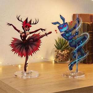 Hazbin Hotel Alastor&Vox Standee, Vee Pole dance Acrylic Standee, Alastor Desk Decor, Vox Desk Decor