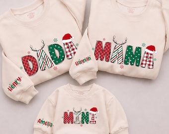 Sudaderas navideñas familiares personalizadas, conjunto a juego para mamá e hija, regalo personalizado para bebé (pelele)