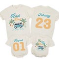 Personalized The Big One 1st Birthday Family Matching Shirts, Custom Surf Beach Birthday Boy Outfit, Rad Dad rad mom family Matching Tees