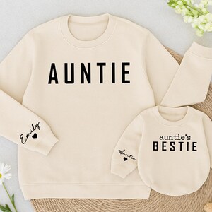 Auntie and Auntie&#39;s Bestie Sweatshirts, Auntie Me Sweatshirts, Aunt Niece Sweatshirts, Gift for Aunt, Aunt Nephew, Personalized Mom&#39;s Gift