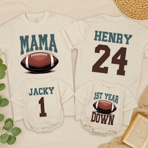 Football 1st Birthday Outfit, First Birthday Matching Family Shirts, Touchdown One, Football Family Birthday, 1st Birthday Football Tees