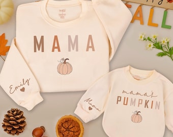 Mama and Mamas Pumpkin Fall Sweatshirts, Mommy and Me Sweaters, Mom Baby Outfit, Matching Outfits, Kids Fall Shirt, Fall Gifts, Thanksgiving